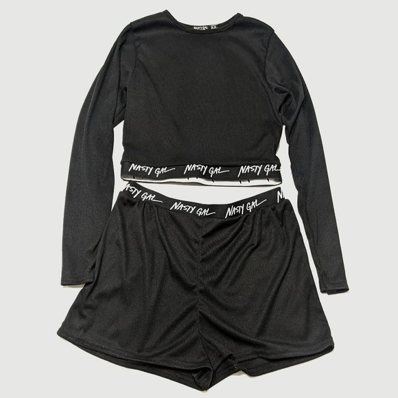 Nasty Gal Other - Nasty Gal Matching Set Black Crop Top and Shorts L